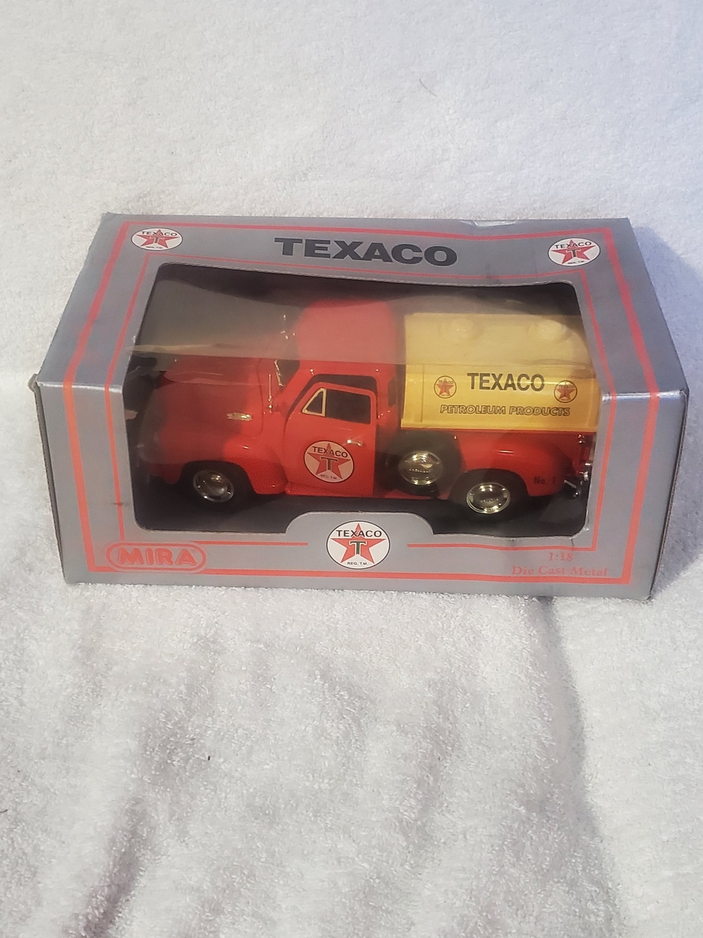Source Unknown Texaco Red and Yellow Die-Cast Toy Truck